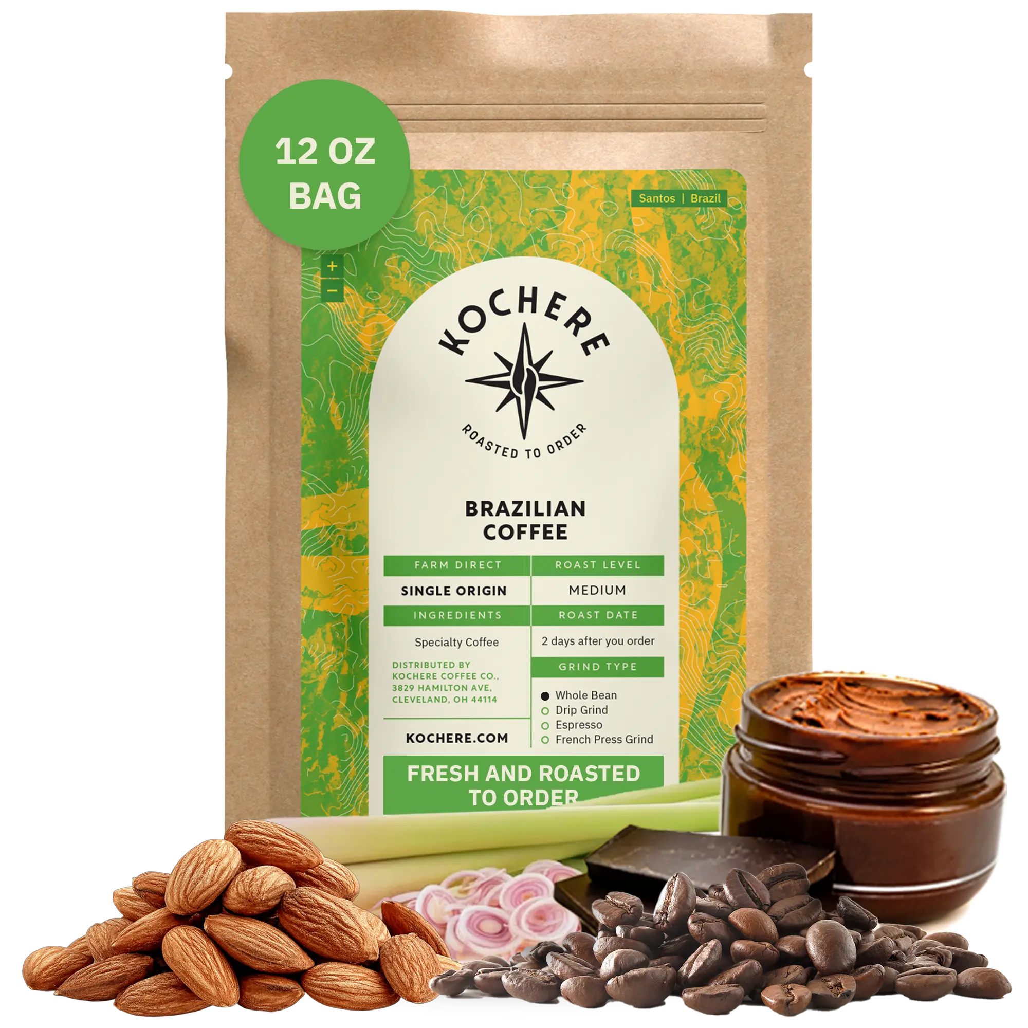 Kochere Coffee Brazilian Santos Medium Roast - Smooth, Elegant, Cocoa Notes