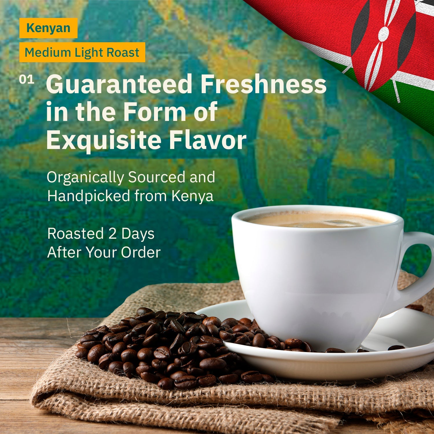 Kochere Coffee Kenyan Nyeri Embu AB Medium-Light Roast - Lemon, Blackberry Notes